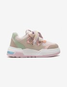  Sneakers Roz și bej pe platformă joasă cu șireturi late Gritte