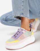  Sneakers roz și violet cu platformă și cusături decorative Wedima