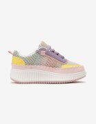  Sneakers roz și violet cu platformă și cusături decorative Wedima