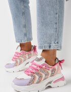  Sneakers Roz-violet pe Platformă cu Inserții de Sclipici Flenai