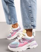  Sneakers Roz-Violet pe Talpă Groasă cu Șireturi Decorative Robella