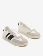  Sneakers Tenisi Alb-Negru cu Model Geometric Eleamila