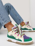  Sneakers Verzi cu Șireturi Decorative și Sclipici Nevesa