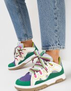  Sneakers Verzi cu Șireturi Decorative și Sclipici Nevesa