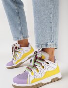  Sneakers violet cu cusături și șireturi late Leontine