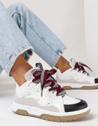  Sneakerși Alb-negri cu șireturi decorative și sclipici Nevesa