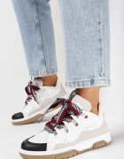  Sneakerși Alb-negri cu șireturi decorative și sclipici Nevesa