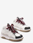  Sneakerși Alb-negri cu șireturi decorative și sclipici Nevesa