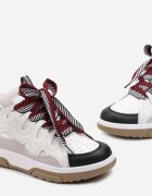  Sneakerși Alb-negri cu șireturi decorative și sclipici Nevesa