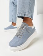  Sneakerși Albaștri cu șireturi cu talpă groasă decorați cu zirconii Samma