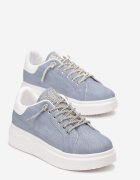  Sneakerși Albaștri cu șireturi cu talpă groasă decorați cu zirconii Samma