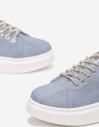  Sneakerși Albaștri cu șireturi cu talpă groasă decorați cu zirconii Samma