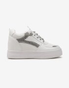  Sneakerși Albi-Argintii pe pană ascunsă decorați cu Zirconii Maatisa