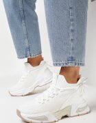  Sneakersi Albi cu cholewka tip șosetă și talpă groasă ușori