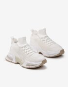  Sneakersi Albi cu cholewka tip șosetă și talpă groasă ușori
