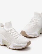  Sneakersi Albi cu cholewka tip șosetă și talpă groasă ușori