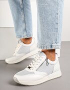 Sneakerși albi cu fermoar decorativ și branț din piele Hanviera