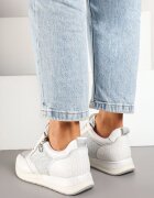  Sneakerși albi cu fermoar decorativ și branț din piele Hanviera
