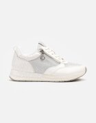 Sneakerși albi cu fermoar decorativ și branț din piele Hanviera