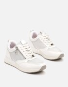  Sneakerși albi cu fermoar decorativ și branț din piele Hanviera
