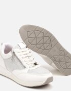  Sneakerși albi cu fermoar decorativ și branț din piele Hanviera