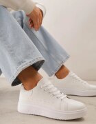 Sneakerși Albi Cu șireturi Cu design clasic Cu talpă groasă Cataria
