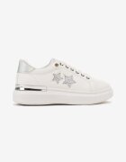  Sneakersi Albi Plati cu Steluțe și Inserții Metalice Jalelia