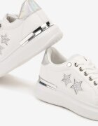  Sneakersi Albi Plati cu Steluțe și Inserții Metalice Jalelia