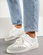  Sneakersi Argintii-Gri în Stilul Tenisilor Clasici cu Ornament Perlat Nalarie