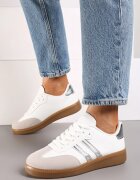  Sneakerși Argintii Plați cu Benzi Ardama