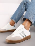  Sneakerși Argintii Plați cu Benzi Ardama