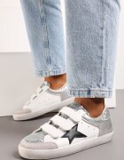  Sneakerși Argintiu-Alb cu Scai și Decorațiuni cu Sclipici Mappe