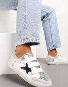  Sneakerși Argintiu-Alb cu Scai și Decorațiuni cu Sclipici Mappe