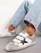  Sneakerși Argintiu-Alb cu Scai și Decorațiuni cu Sclipici Mappe