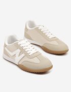  Sneakerși Bej în Stilul Tenisilor Iconici cu Cusături Decorative Elanicia