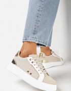  Sneakerși Bej până la gleznă cu Talpă Groasă cu Inserții Metalice Aglimria