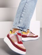  Sneakerși Bordo cu Talpă Groasă Decorate cu Cusături Terilira
