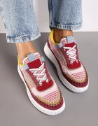  Sneakerși Bordo cu Talpă Groasă Decorate cu Cusături Terilira
