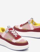  Sneakerși Bordo cu Talpă Groasă Decorate cu Cusături Terilira
