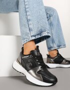  Sneakerși Negri cu Perforație și Inserații Metalice Decorative Kamirea