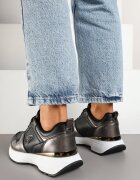  Sneakerși Negri cu Perforație și Inserații Metalice Decorative Kamirea
