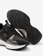  Sneakerși Negri cu Perforație și Inserații Metalice Decorative Kamirea