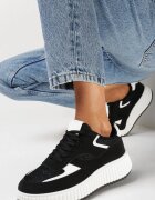  Sneakerși Negri pe talpă groasă decorați cu sclipici Evllina