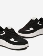  Sneakerși Negri pe talpă groasă decorați cu sclipici Evllina