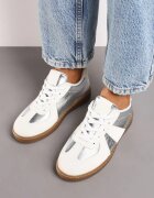  Sneakersi Plati Alb-Argintii cu Inserție Metalică Nevsina
