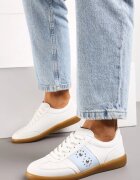 Sneakerși Plati Alb-Bleu Cu șireturi cu Nituri Decorative Blosenti