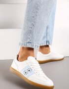  Sneakerși Plati Alb-Bleu Cu șireturi cu Nituri Decorative Blosenti