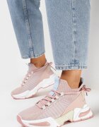  Sneakerși Roz cu Partea Superioară Tip Șosetă și Talpă Groasă Ușoară