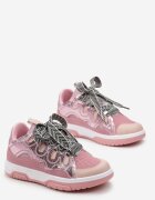  Sneakersi Roz cu Șireturi Decorative și Sclipici Nevesa