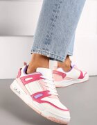  Sneakerși Sport Alb-Roz cu Inserții din Piele Ecologică Isadona